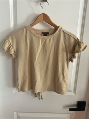 Material Girl - Cream Short Ruffle Sleeve Top - Ladies Size X-Small